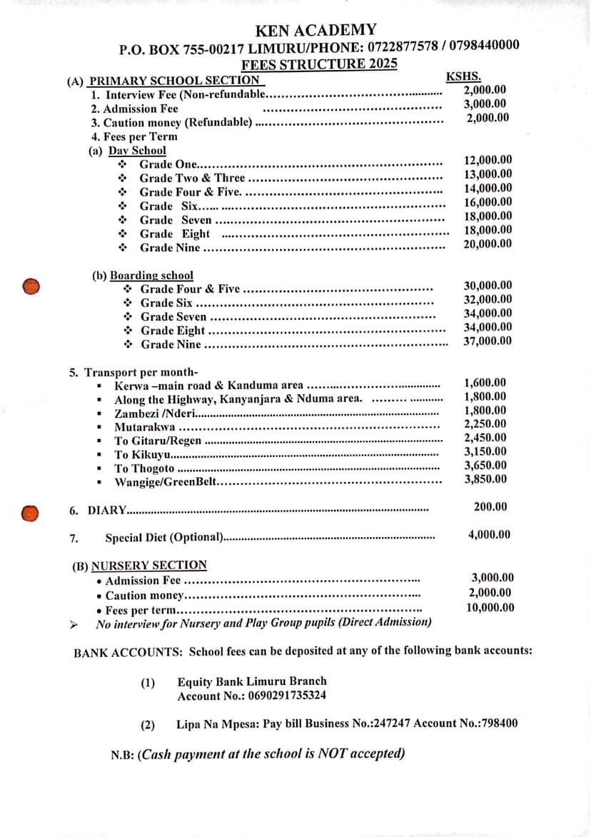 FEE STRUCTURE